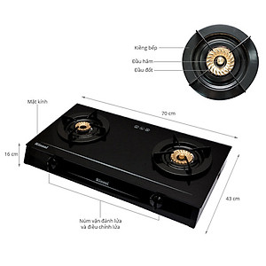 Bếp Ga Dương Đôi Rinnai RV-6Double Glass(L) - Đen- Hãng chính hãng